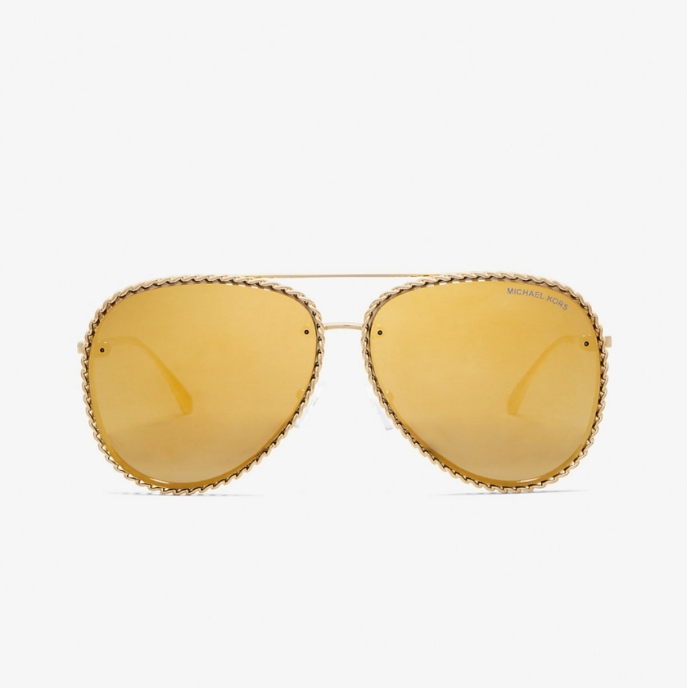 Michael Kors Gold Aviator Sunglasses with Braided Trim